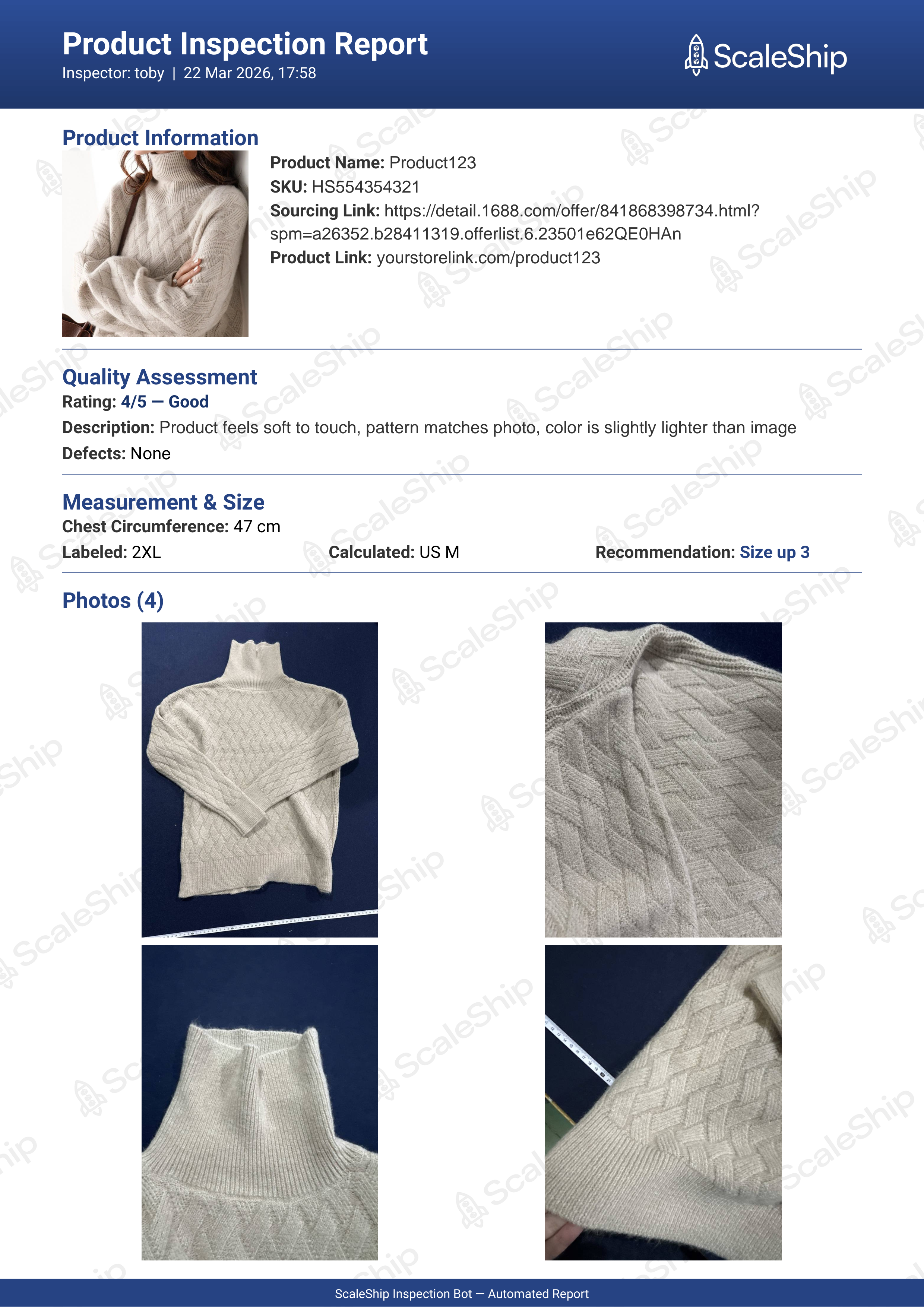 Product Inspection Report